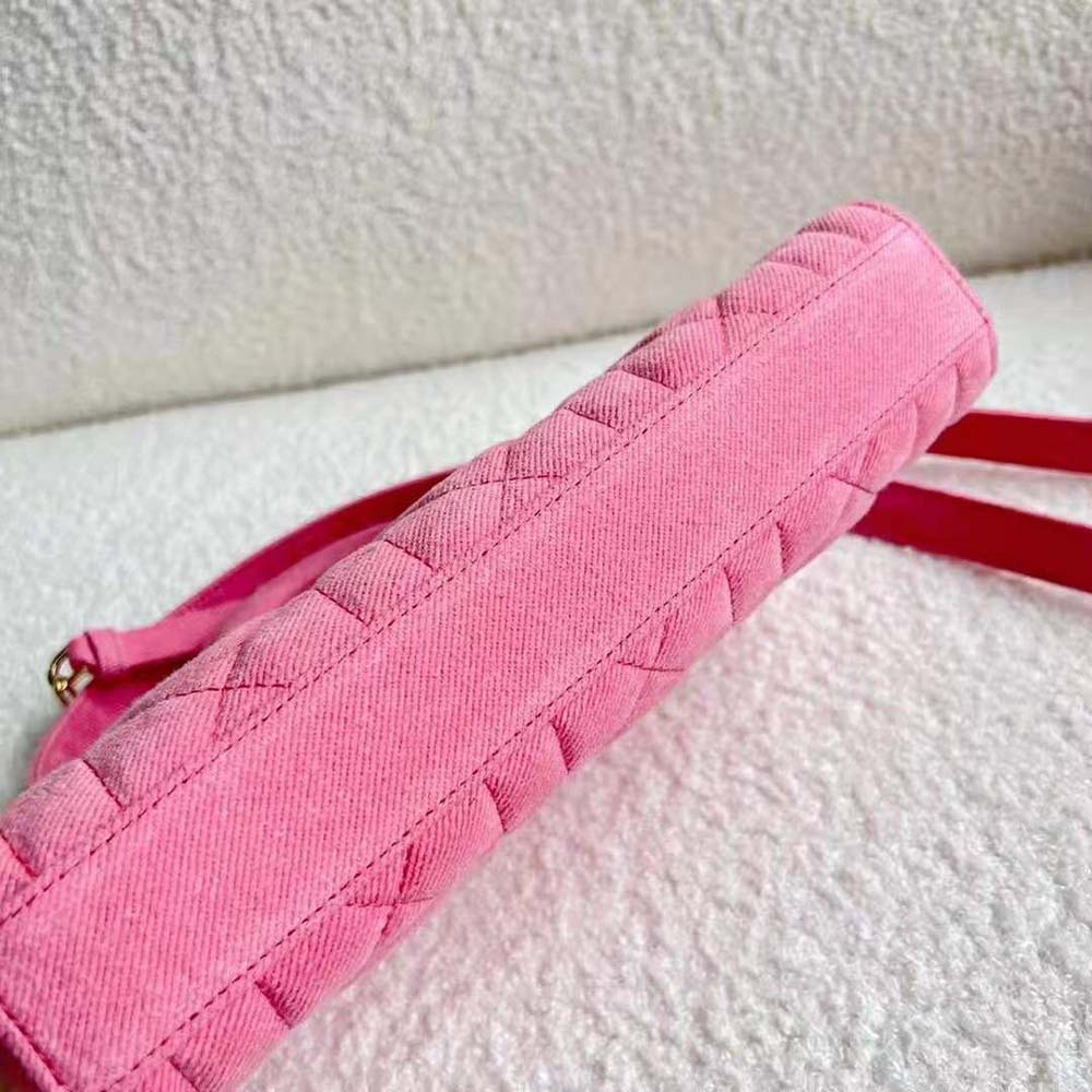 TÚI Dior Women Lady D-Joy Bag Bright Pink Cannage Denim