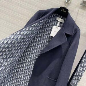 ÁO Dior Women Coat Blue Double-Sided Wool