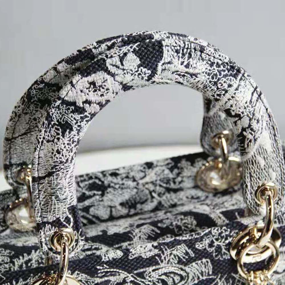 TÚI Dior Women Medium Lady D-lite Bag Blue Toile de Jouy Reverse Embroidery