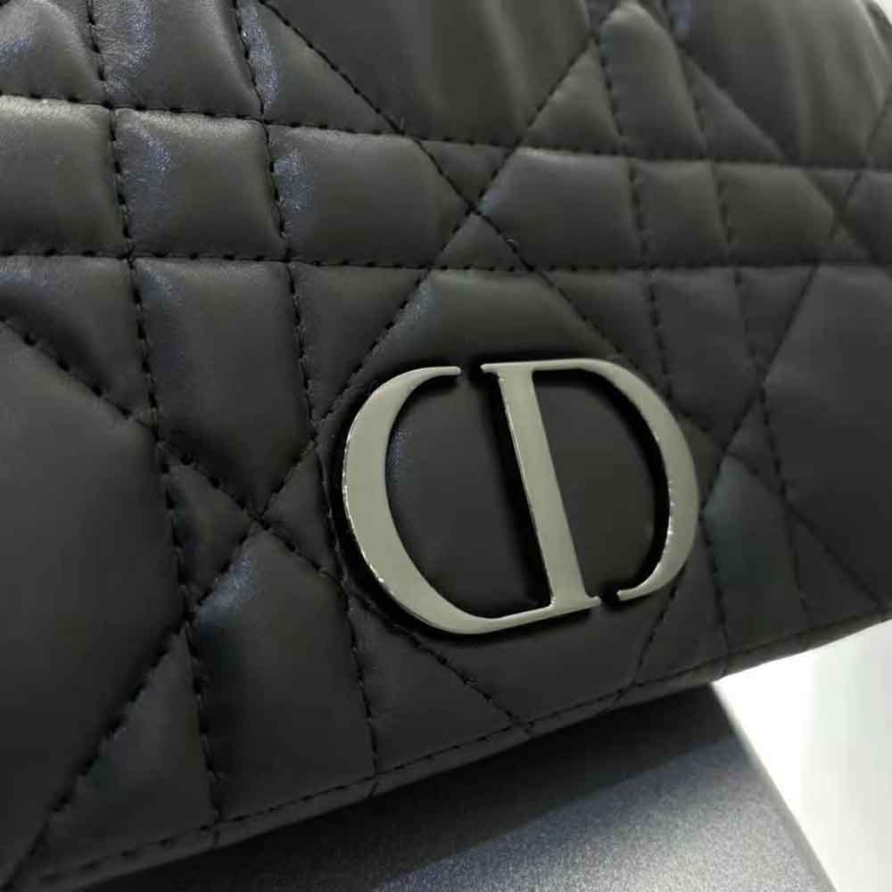 TÚI Dior Women Caro Macrocannage Pouch Black Quilted Macrocannage Calfskin