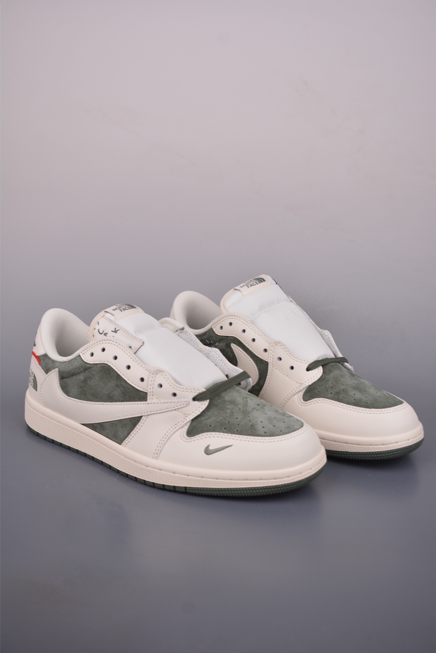 GIÀY THE NORTH FACE TRAVIS SCOTT X AIR JORDAN 1 LOW BEIGE WHITE GREEN TOP QUALITY SHOES AAA