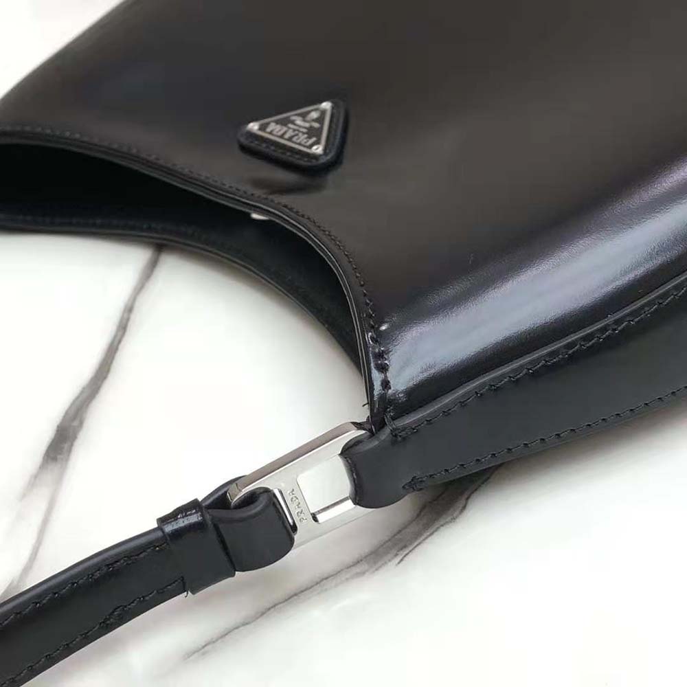 TÚI Prada Cleo Brushed Leather Shoulder Bag-Black