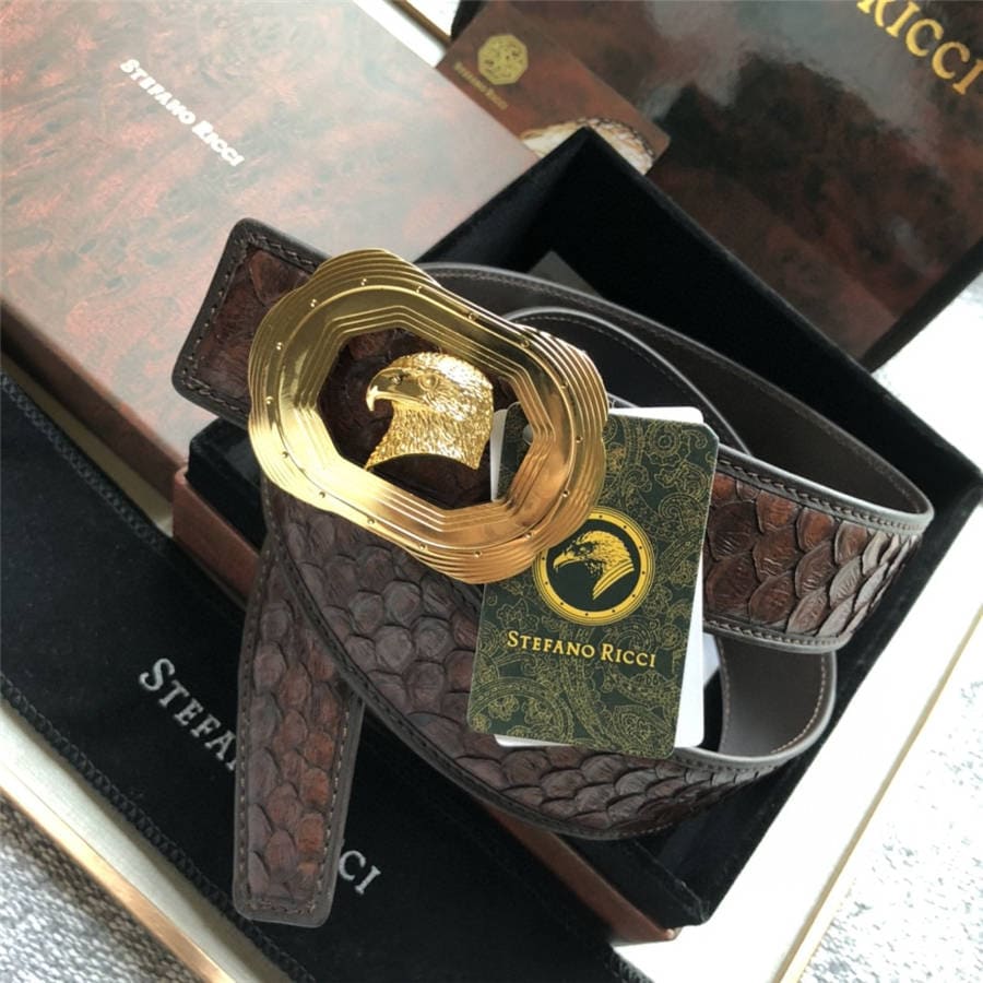 DÂY LƯNG STEFANO RICCI PYTHON LEATHER DA TRĂN Belt Khóa bạc