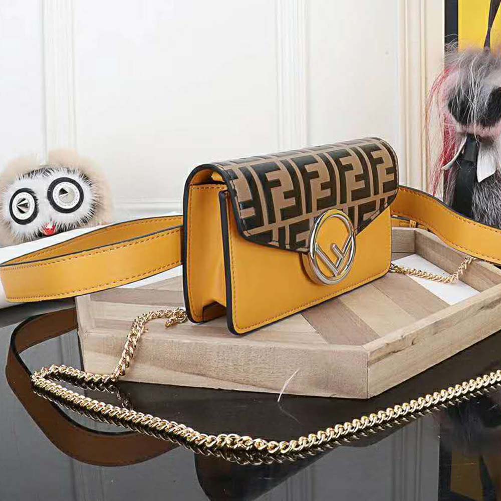 TÚI Fendi Women Belt Bag in Calf Leather-Yellow