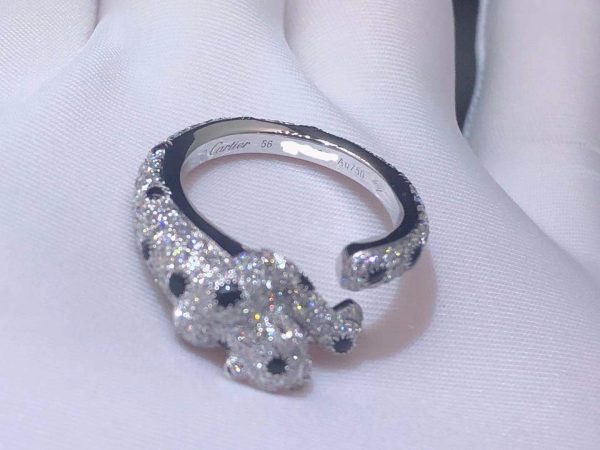 Nhẫn Cartier Panthère de Cartier đính kim cương,Onyx vàng trắng 18K