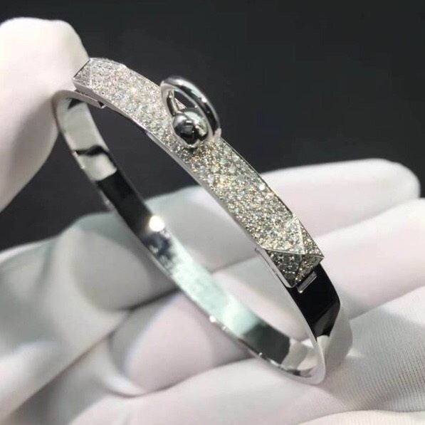 VÒNG TAY HERMES PARIS COLLIER DE CHIEN DIAMOND WHITE GOLD 18K