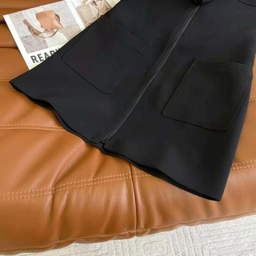 Váy Dior Short Dress Black Wool and Silk