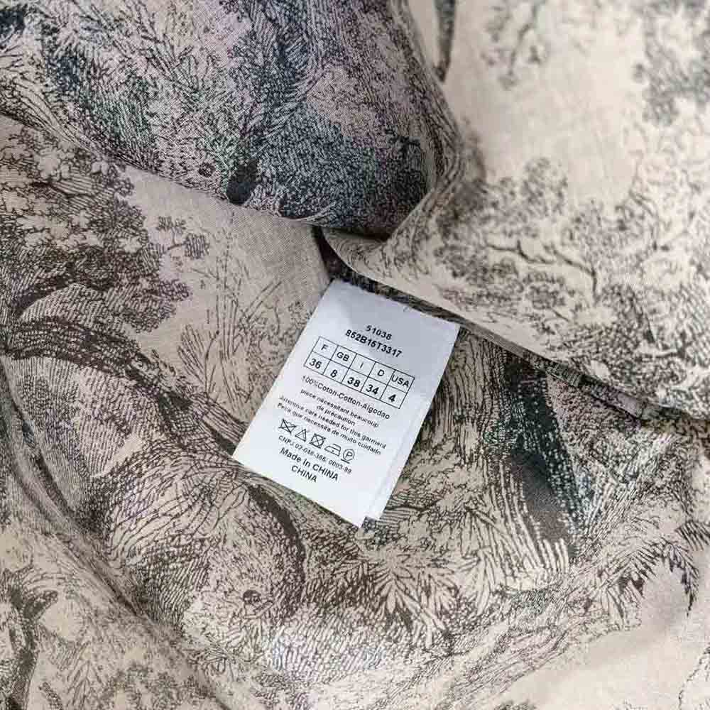 Váy Dior Long Blouse Hazelnut Cotton Voile with Toile De Jouy Motif