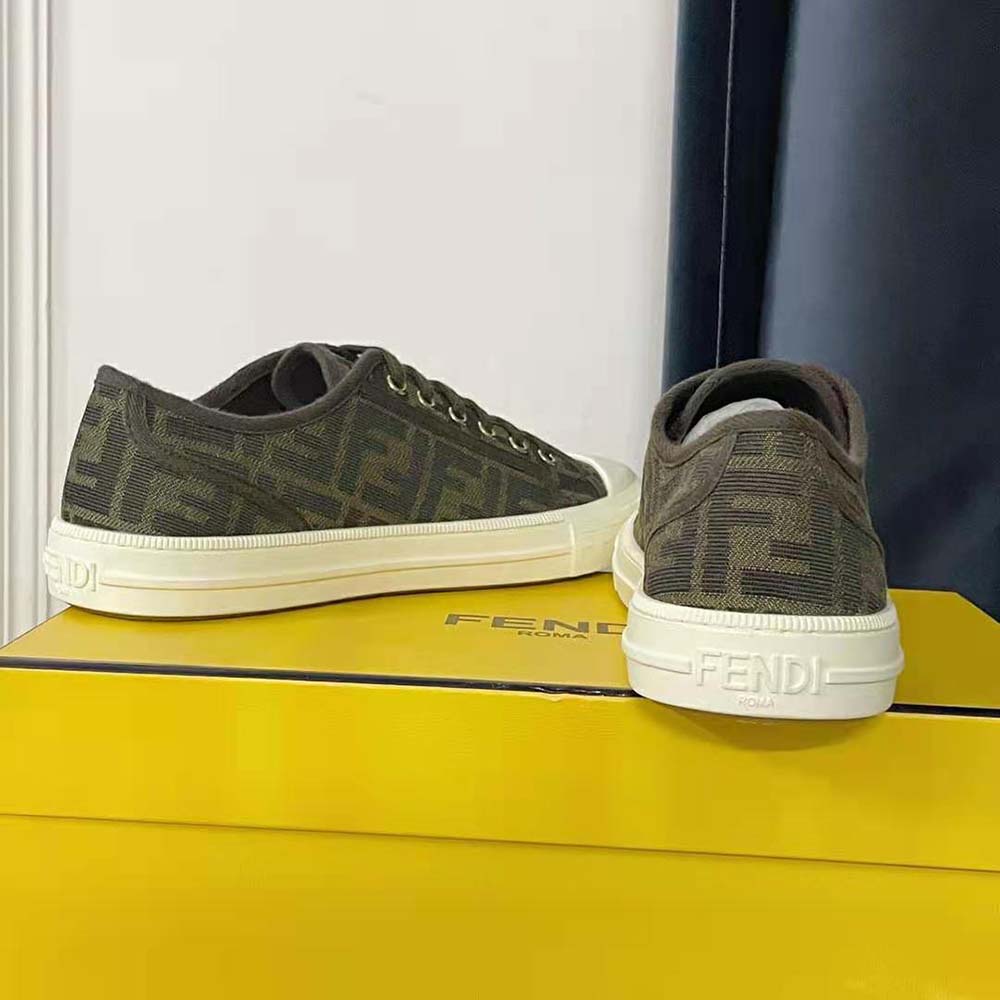 GIÀY FENDI Domino Brown FF Fabric Low-Tops SS2022