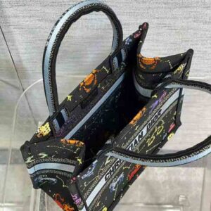 TÚI Dior Women Medium Dior Book Tote Black Multicolor Dior Pixel Zodiac Embroidery