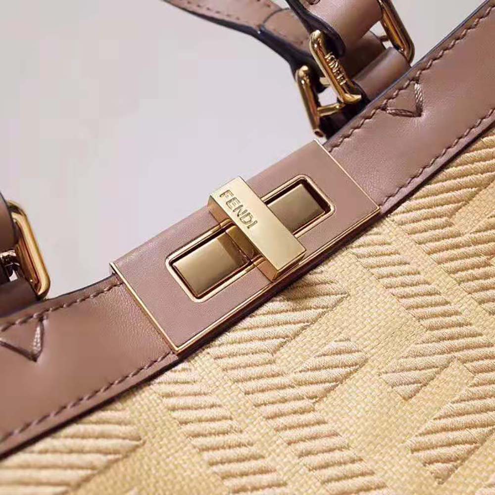 TÚI Fendi Peekaboo X-Tote Beige Canvas Bag