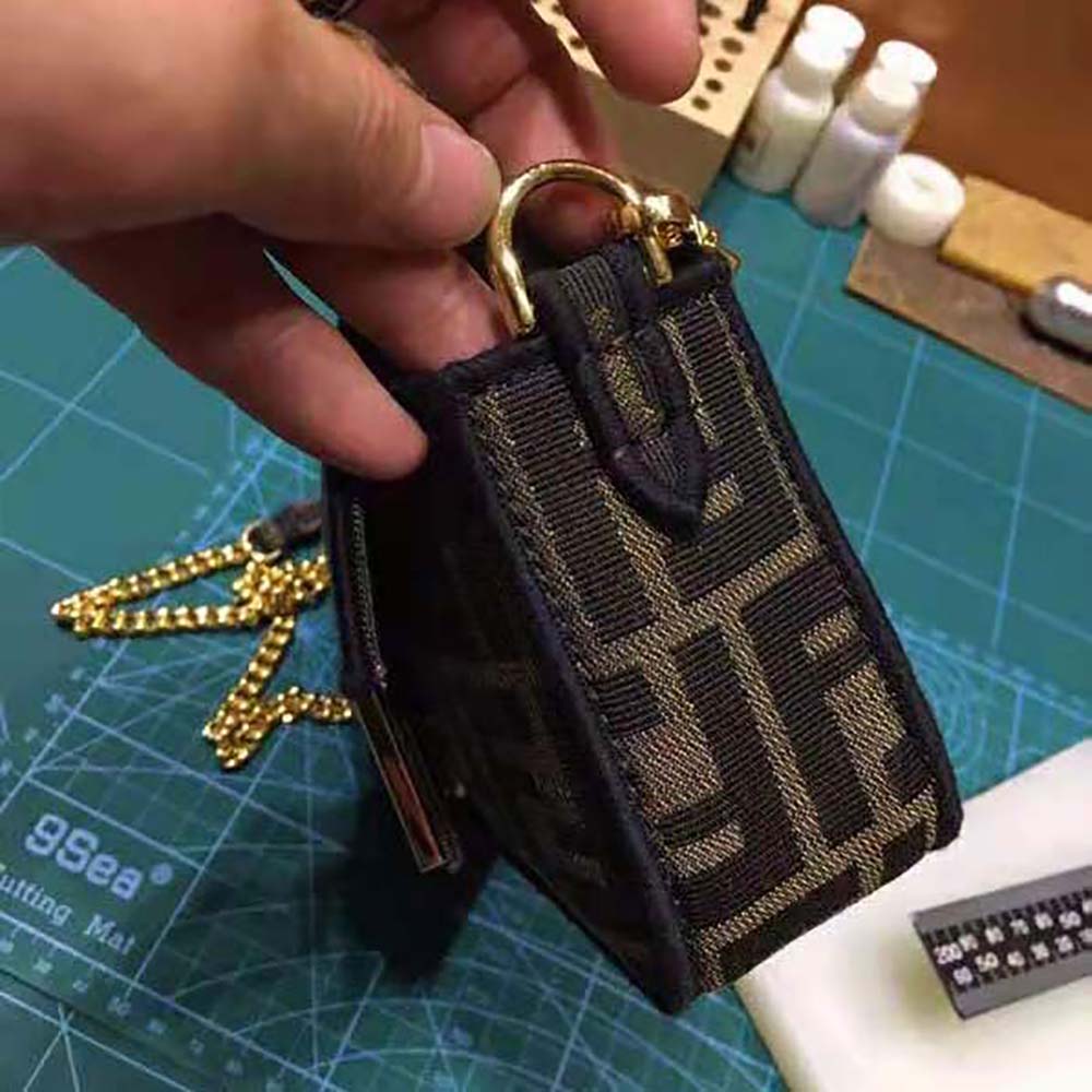 TÚI Fendi Mini Baguette Brown Fabric Bag