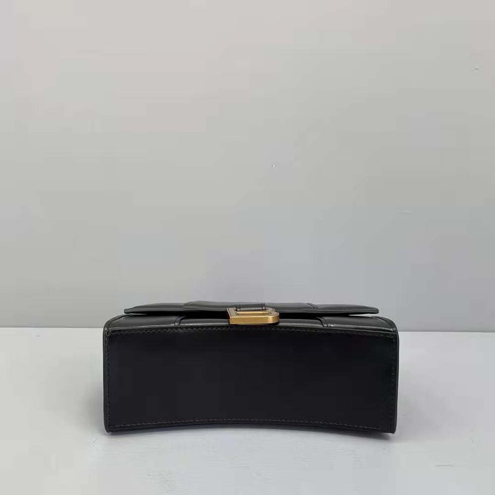 TÚI Balenciaga Hourglass Small Top Handle Bag in Black Shiny Box Calfskin