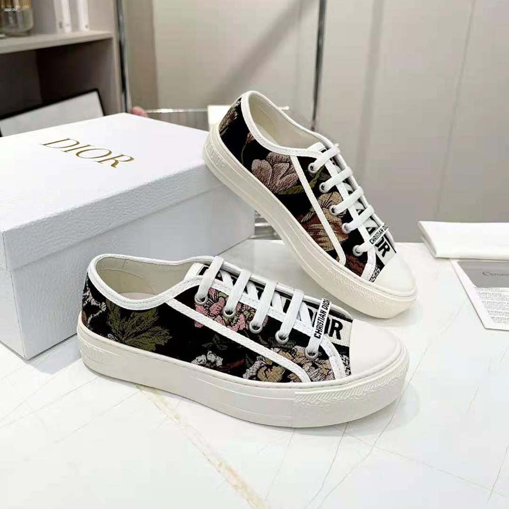 GIÀY Dior Women Walk’N’Dior Sneaker Black Multicolor Cotton with Dior Jardin Botanique Embroidery