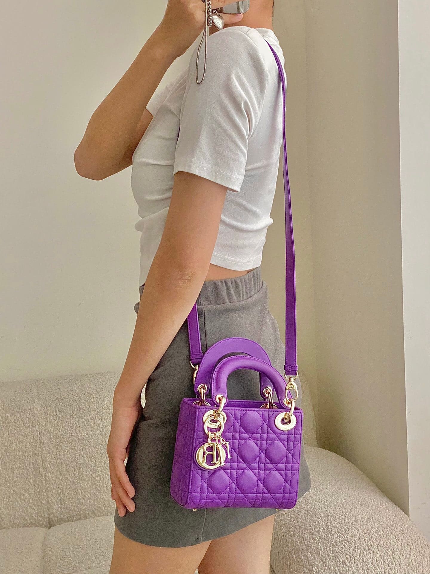 TÚI CHRISTIAN DIOR Lady Dior Bag Purple Cannage Lambskin