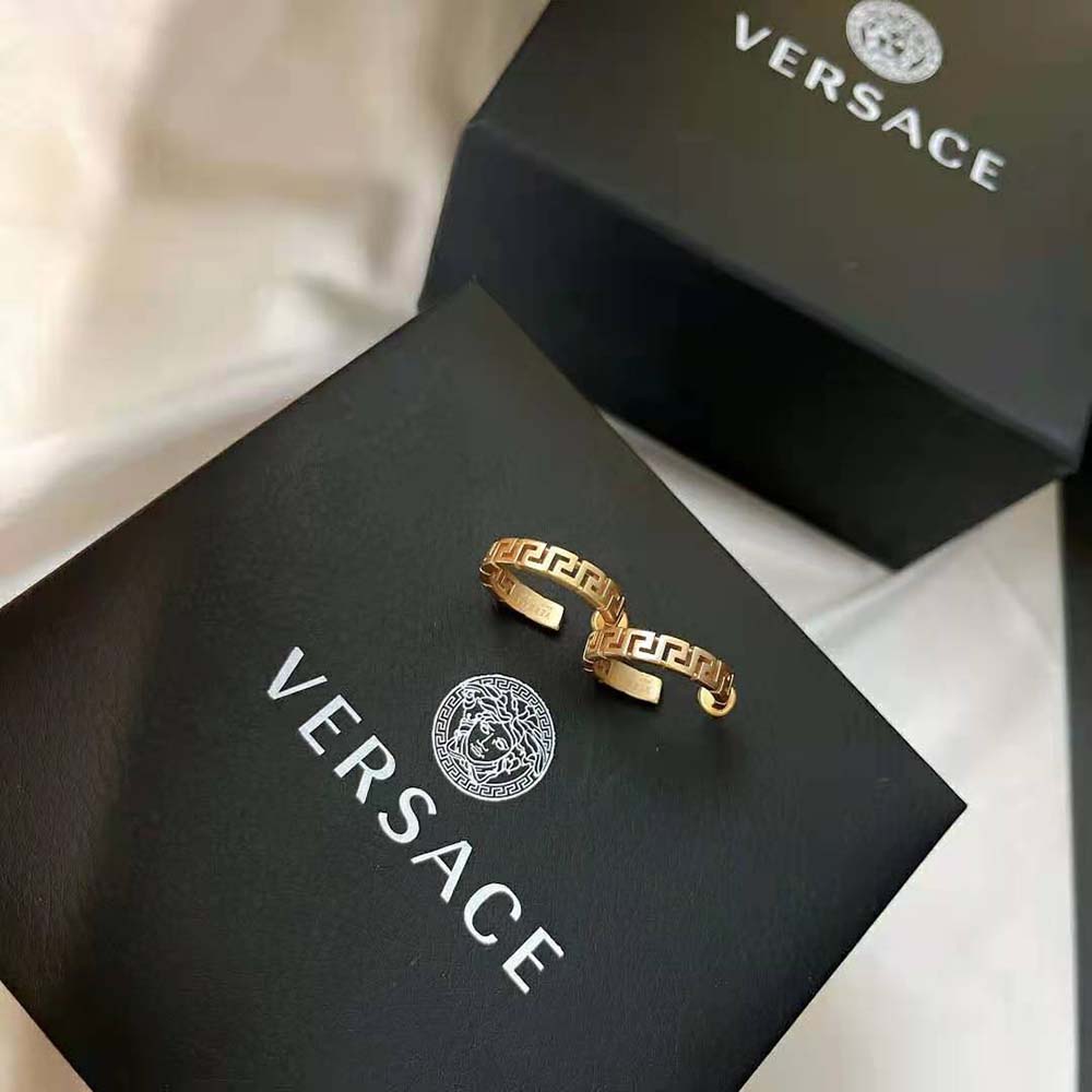 BÔNG TAI Versace Women Small Greca Hoop Earrings-Gold