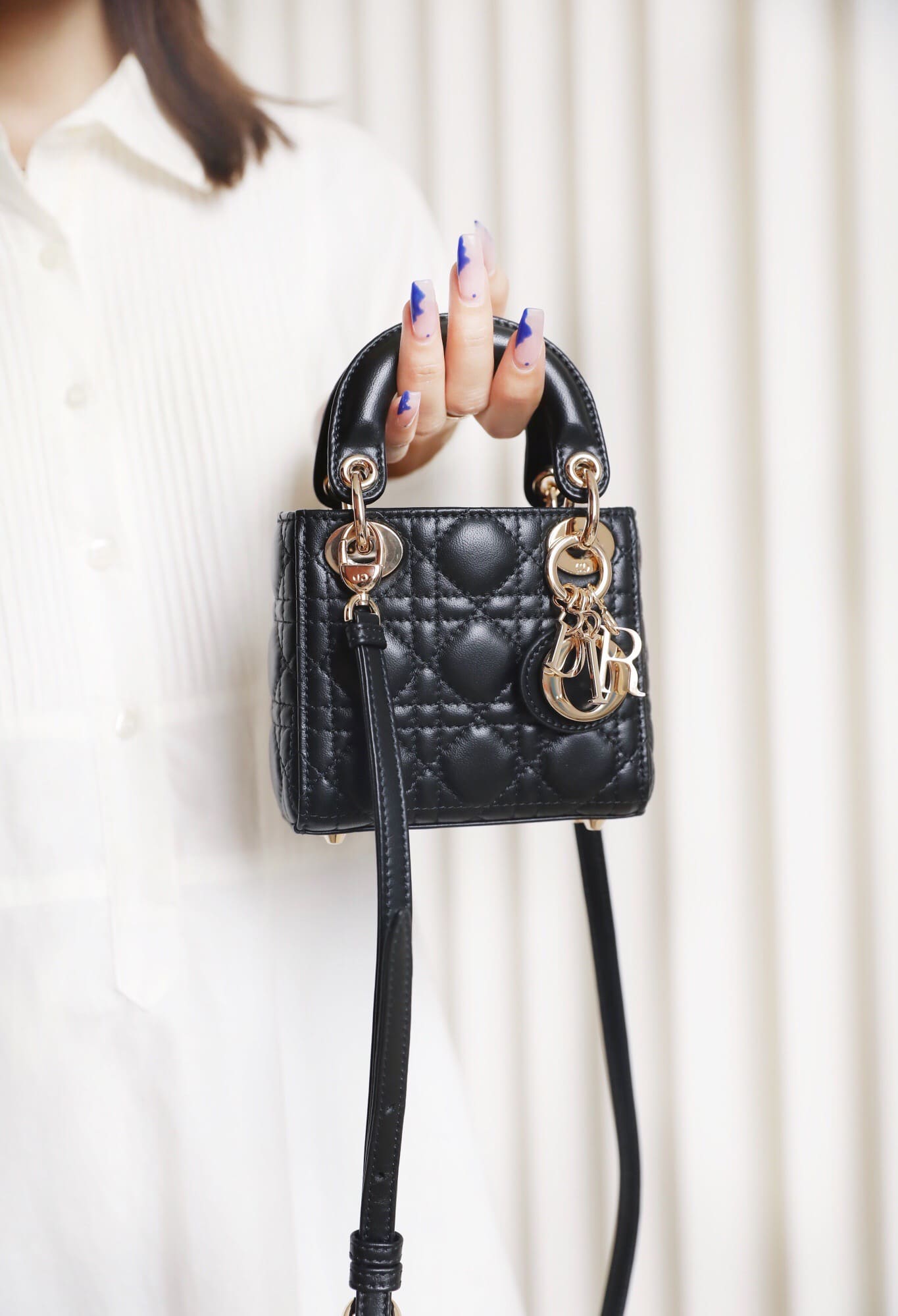 TÚI CHRISTIAN DIOR Women Micro Lady Dior Bag Black Cannage Lambskin Top Quality