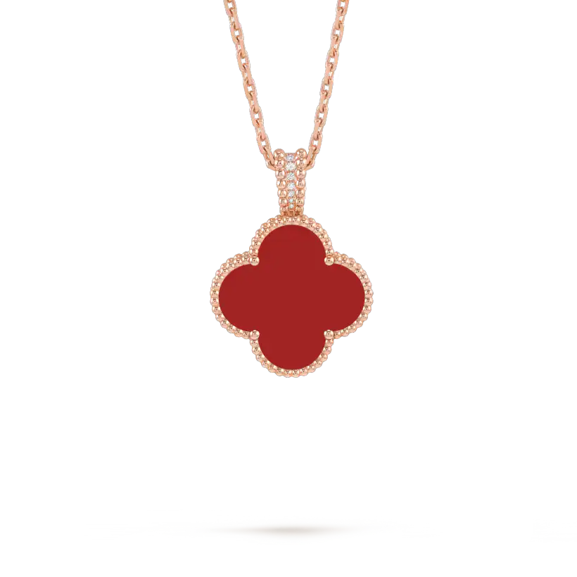 DÂY CHUYỀN VAN CLEEF & ARPELS ALHAMBRA SECRET CARNELIAN 18K ROSE GOLD DIAMOND