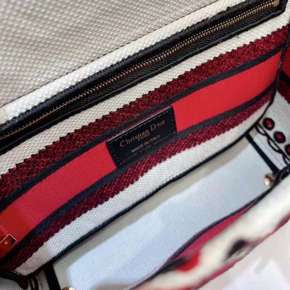 TÚI Dior Women Medium Lady D-lite Bag Latte Multicolor Cupidon Embroidery