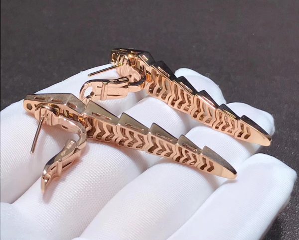 Bông tai BVLGARI Serpenti kim cương hoa tai xà cừ vàng hồng 18K