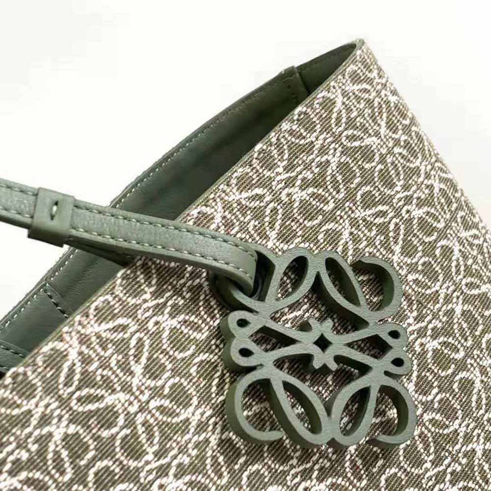 TÚI Loewe Women East West Tote Bag in Anagram Jacquard and Calfskin-Green