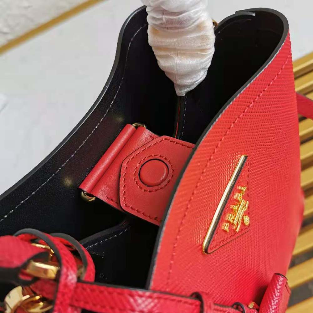 TÚI Prada Saffiano Leather Prada Panier Bag-Red