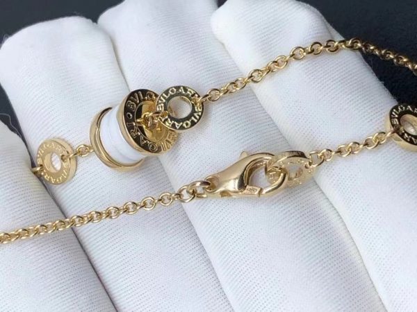 Vòng tay BVLGARI B.zero1 bằng gốm trắng vàng hồng 18K