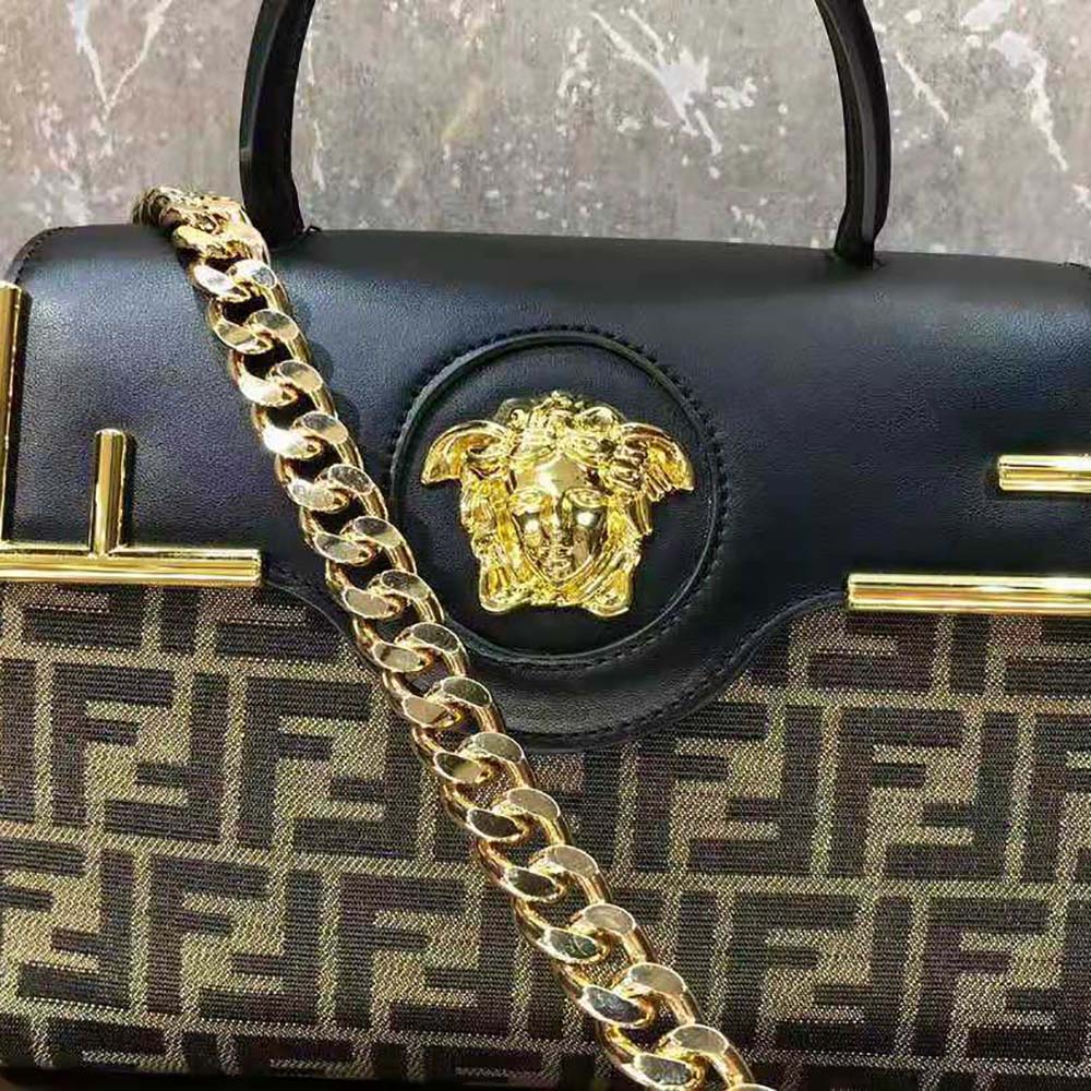 TÚI Fendi Women Fendace La Medusa Medium Handbag-Brown