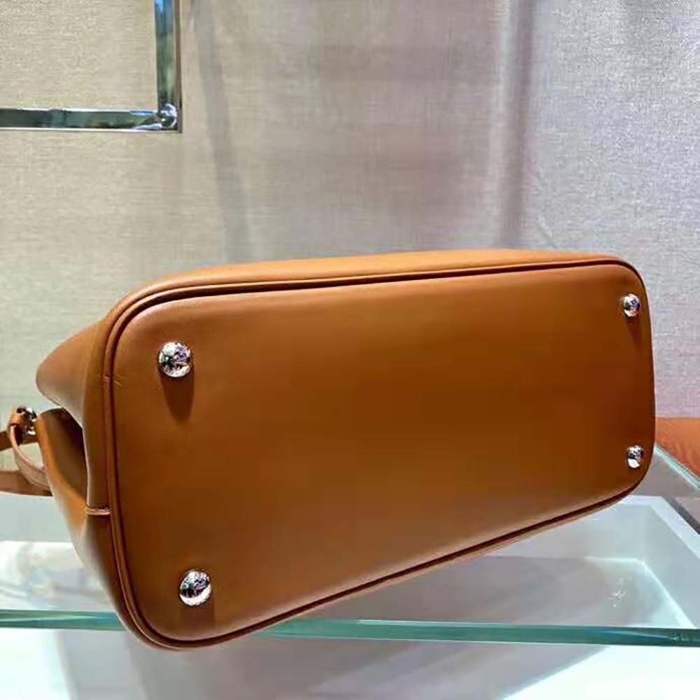 TÚI Prada Double Medium Leather Handbag-Brown