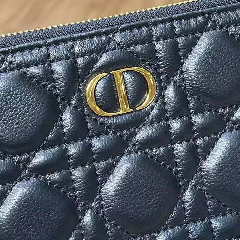 TÚI Dior Women Large Dior Caro Daily Pouch Cannage Calfskin-Black