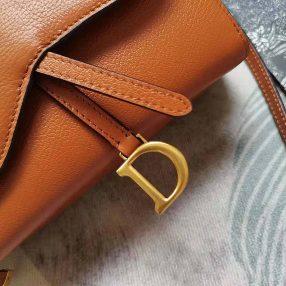 TÚI Dior Women Saddle Double Pouch Goatskin-Brown da dê