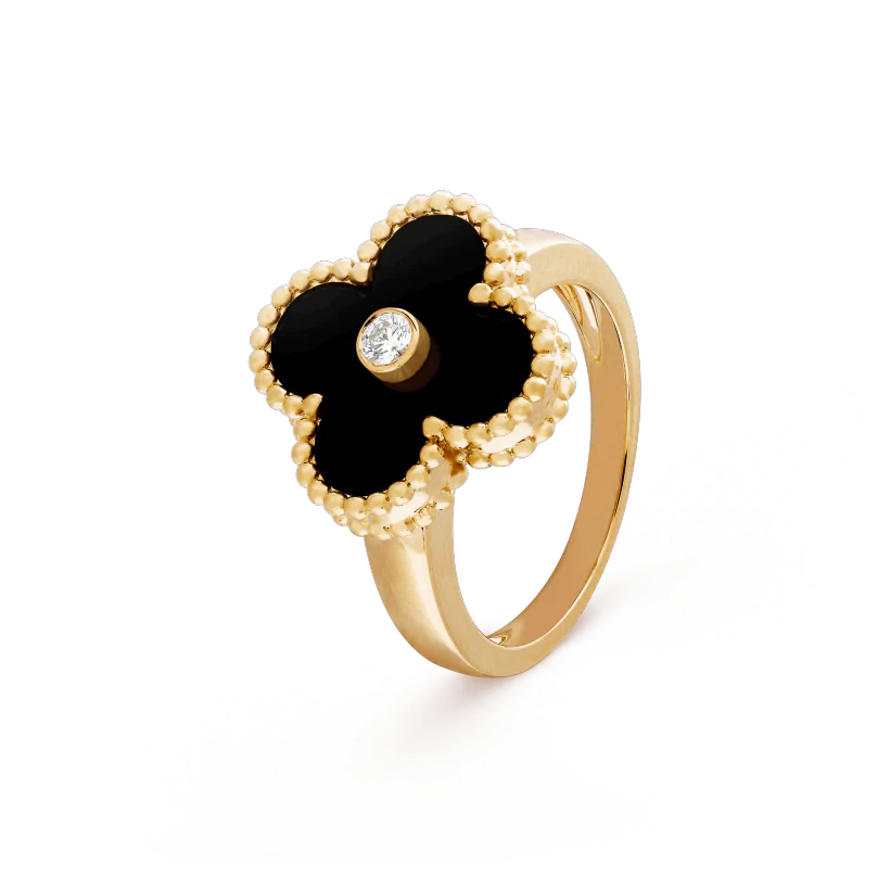 NHẪN VAN CLEEF & ARPELS ONYX DIAMOND 18K YELLOW GOLD