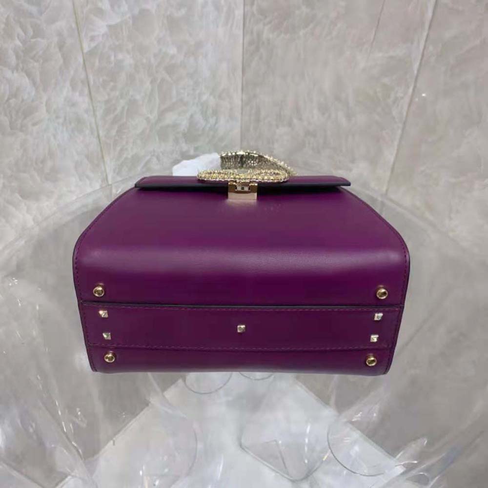 TÚI Valentino Women Small Vsling Calfskin Handbag with Jewel Handle-Purple
