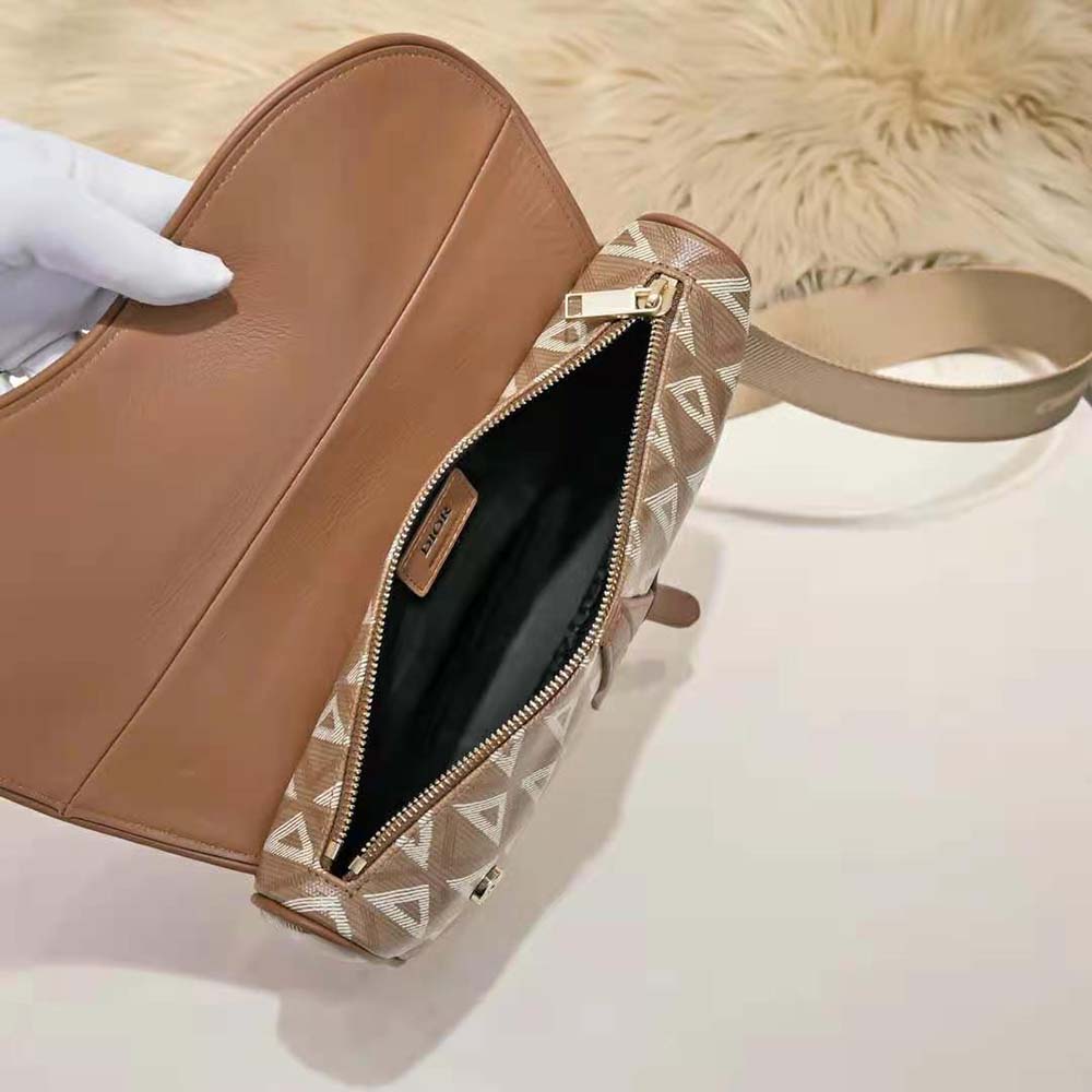 TÚI Dior Saddle Bag Coffee CD Diamond Canvas and Smooth Calfskin