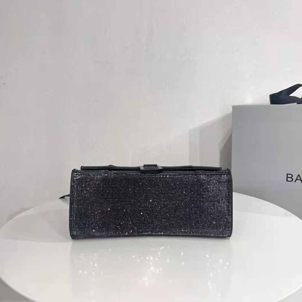 TÚI Balenciaga Women Hourglass XS Handbag in Glitter Material-Silver