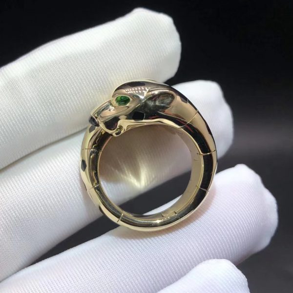 Nhẫn Cartier Panthère de Cartier hai đầu đá Tsavorite Onyx đen vàng hồng 18K