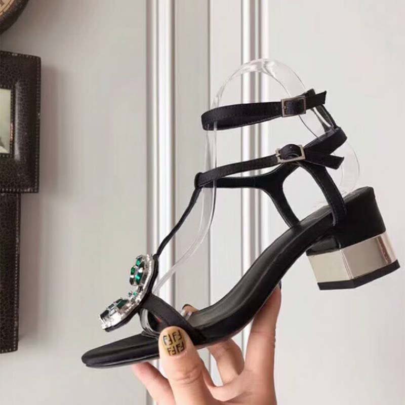 DÉP SANDAL Roger Vivier Podium Crown Jewels Sandals 5cm Heel-Black
