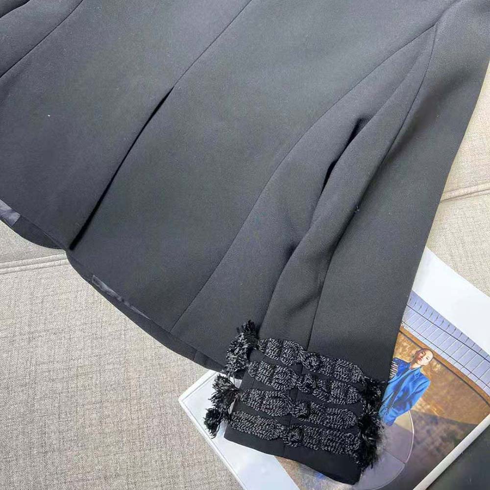 ÁO Dior Women Brandenburg Fitted Jacket Black Wool and Silk