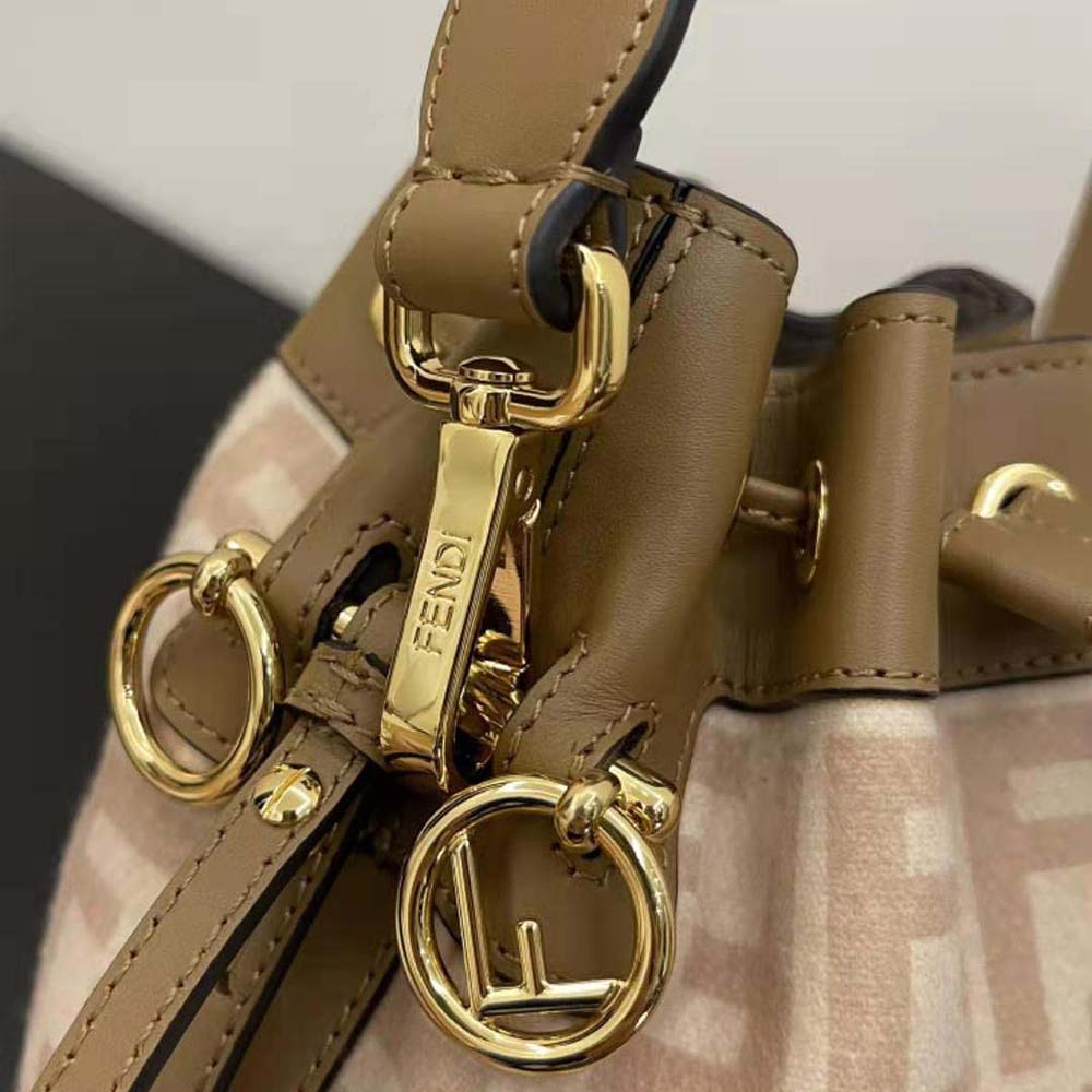 TÚI FENDI Mon Tresor FF Beige Wool Mini-Bag