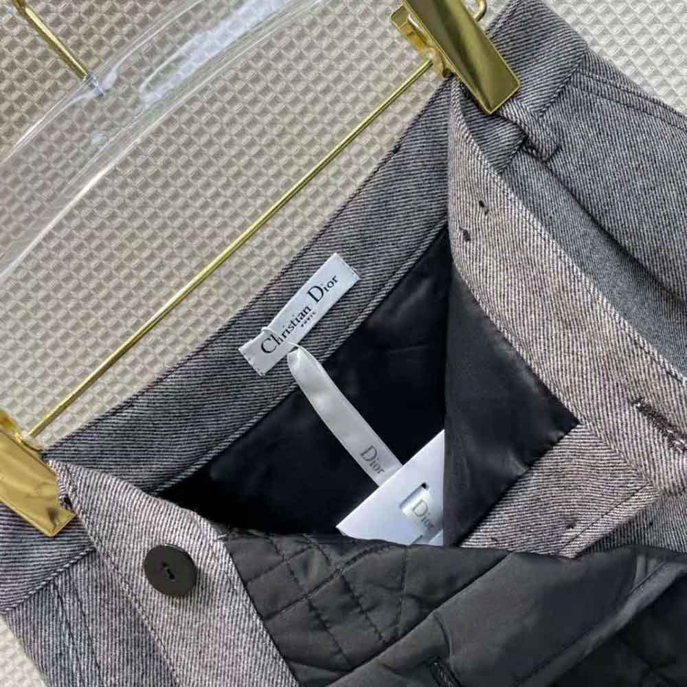 Chân váy Dior Miniskirt with Macrocannage Lining Gray Cotton Drill