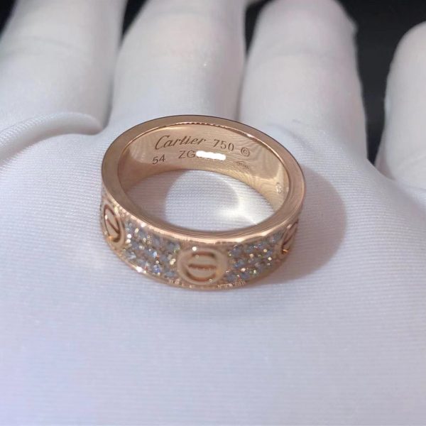 Nhẫn Cartier Love full kim cương vàng hồng 18K