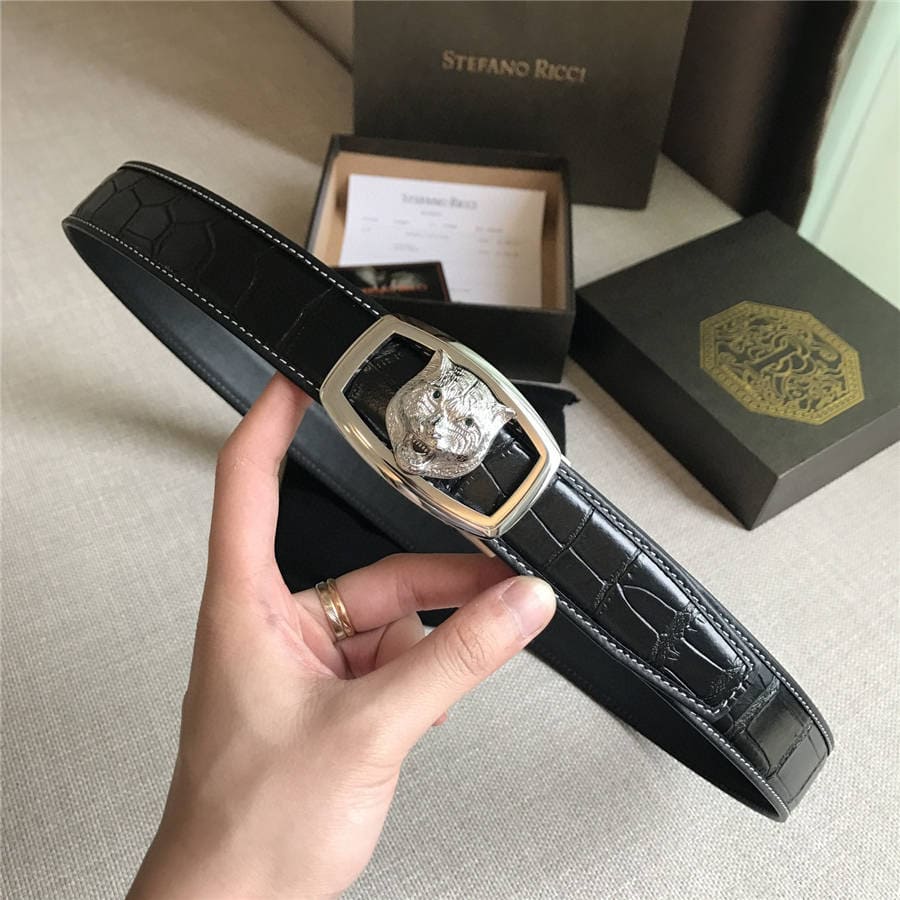 DÂY LƯNG STEFANO RICCI CROCODILE LEATHER DA CÁ SẤU Belt Khóa bạc