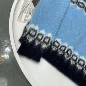 ÁO Celine Women Brushed Wool Crew-Neck Sweater with Fair Isle Detail
