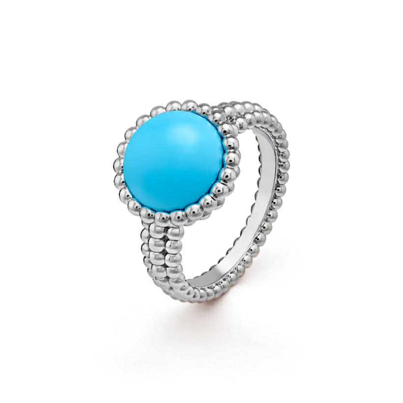 NHẪN VAN CLEEF & ARPELS PERLE'E COULEURS TURQUOISE 18K WHITE GOLD