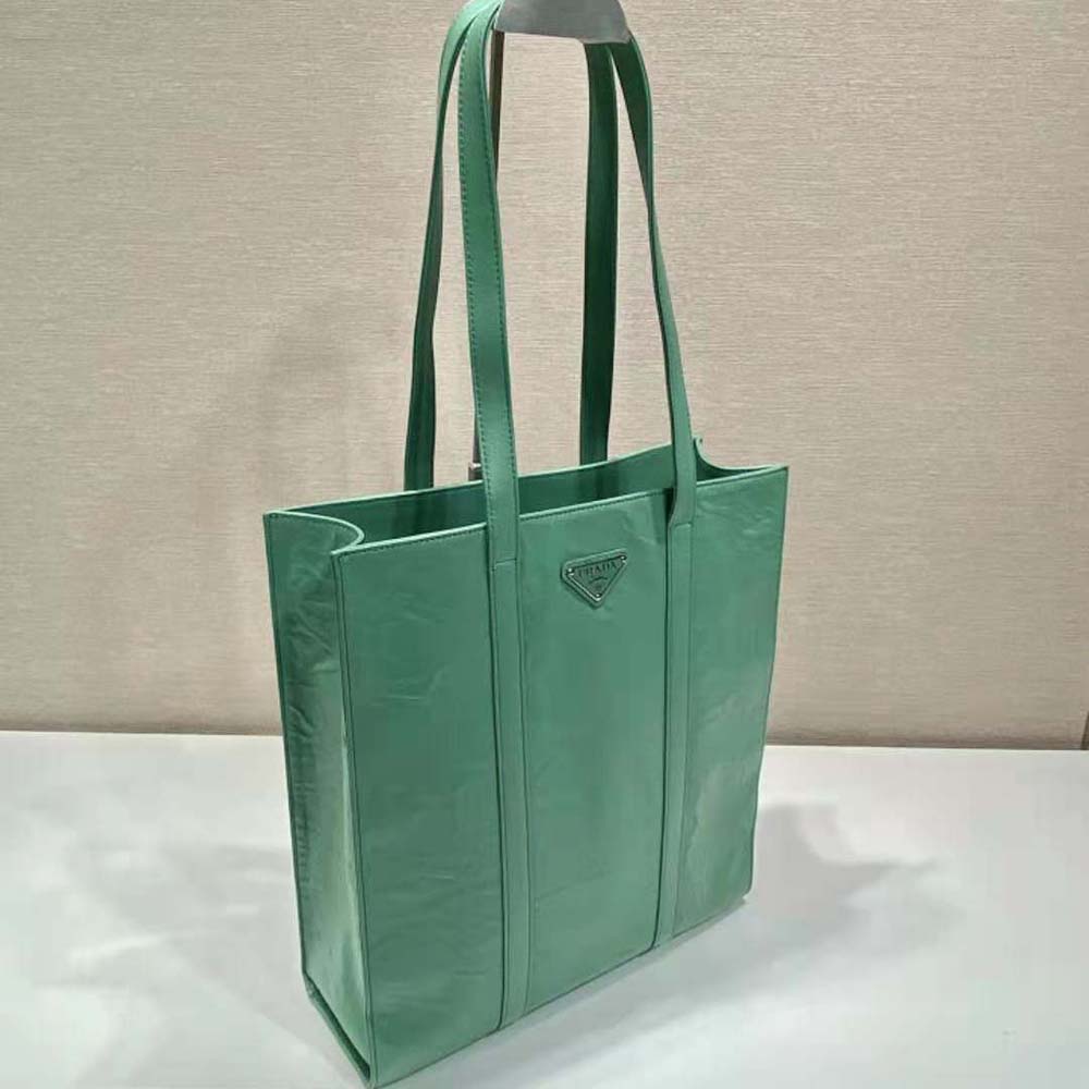 TÚI Prada Antique Nappa Leather Tote-Gray