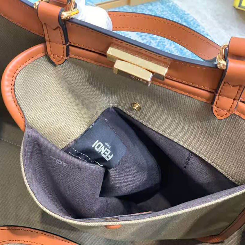 TÚI Fendi Peekaboo X-Tote Green Canvas Bag