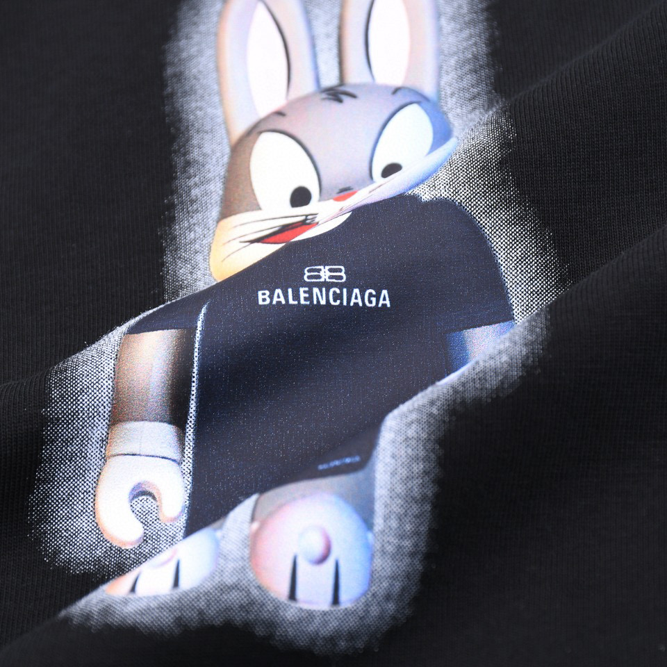 ÁO BALENCIAGA RABBIT print cotton jersey T-shirt