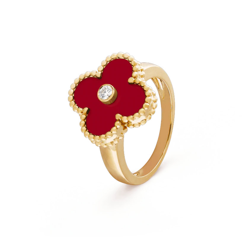 NHẪN VAN CLEEF & ARPELS ALHAMBRA CARNELIAN DIAMOND 18K YELLOW GOLD