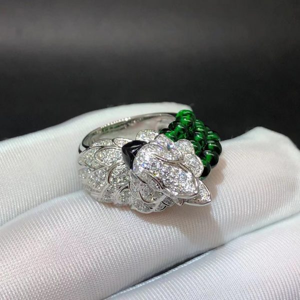 Nhẫn Cartier Les Oiseaux Libérés con vẹt ngọc trai kim cương vàng trắng 18K