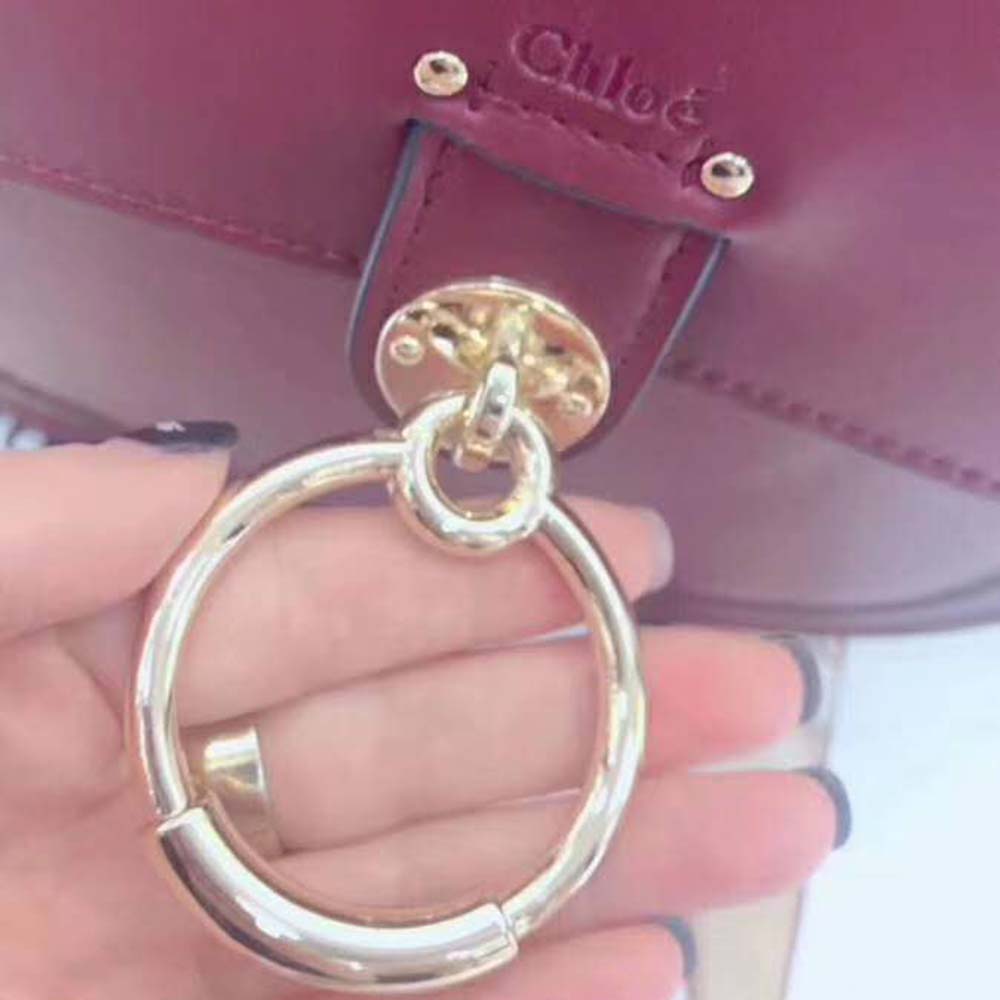 TÚI Chloe Tess Bag in Shiny & Suede Calfskin-Maroon